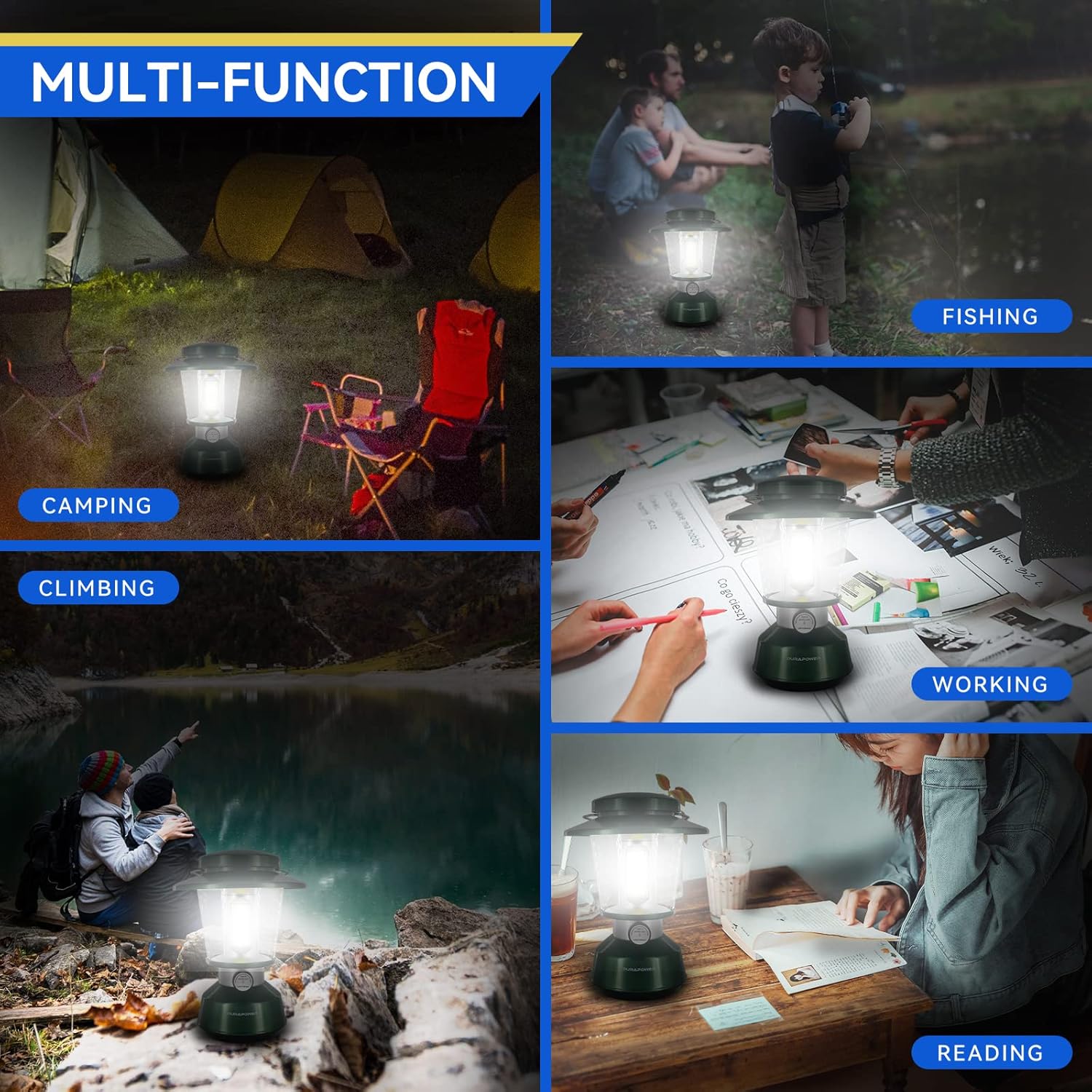 Durapower Rechargeable Camping Lantern,7500 Lumen Super Bright LED Camping Lantern, 7200 Mah Power Bank, IP44 Waterproof, 30 Hours, Portable Lantern for Hurricane, Power Outages - Image 6